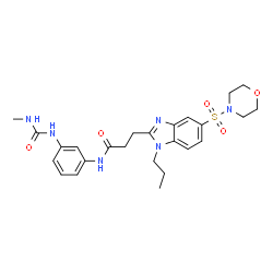 ChemSpider 2D Image | N-{3-[(Methylcarbamoyl)amino]phenyl}-3-[5-(4-morpholinylsulfonyl)-1-propyl-1H-benzimidazol-2-yl]propanamide | C25H32N6O5S