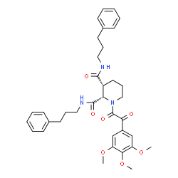 ChemSpider 2D Image | (2S,3R)-1-[Oxo(3,4,5-trimethoxyphenyl)acetyl]-N,N'-bis(3-phenylpropyl)-2,3-piperidinedicarboxamide | C36H43N3O7
