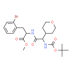 ChemSpider 2D Image | Methyl 2-bromo-N-[({[(2-methyl-2-propanyl)oxy]carbonyl}amino)(tetrahydro-2H-pyran-4-yl)acetyl]phenylalaninate | C22H31BrN2O6