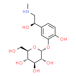 ChemSpider 2D Image | 2-Hydroxy-5-[(1R)-1-hydroxy-2-(methylamino)ethyl]phenyl alpha-D-glucopyranoside | C15H23NO8