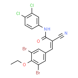 ChemSpider 2D Image | (2Z)-2-Cyano-3-(3,5-dibromo-4-ethoxyphenyl)-N-(3,4-dichlorophenyl)acrylamide | C18H12Br2Cl2N2O2