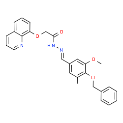 ChemSpider 2D Image | N'-{(E)-[4-(Benzyloxy)-3-iodo-5-methoxyphenyl]methylene}-2-(8-quinolinyloxy)acetohydrazide | C26H22IN3O4