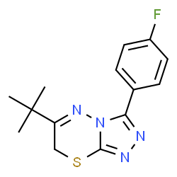 ChemSpider 2D Image | 3-(4-Fluorophenyl)-6-(2-methyl-2-propanyl)-7H-[1,2,4]triazolo[3,4-b][1,3,4]thiadiazine | C14H15FN4S