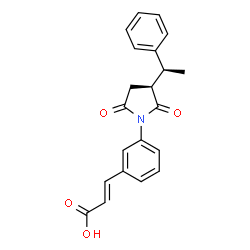 ChemSpider 2D Image | (2E)-3-(3-{(3S)-2,5-Dioxo-3-[(1S)-1-phenylethyl]-1-pyrrolidinyl}phenyl)acrylic acid | C21H19NO4