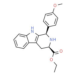 ChemSpider 2D Image | Ethyl (1R,3R)-1-(4-methoxyphenyl)-2,3,4,9-tetrahydro-1H-beta-carboline-3-carboxylate | C21H22N2O3