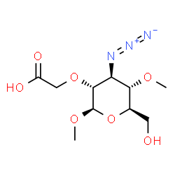 ChemSpider 2D Image | Methyl 3-azido-2-O-(carboxymethyl)-3-deoxy-4-O-methyl-beta-D-glucopyranoside | C10H17N3O7