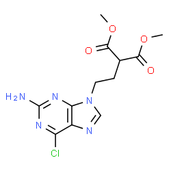 ChemSpider 2D Image | Dimethyl [2-(2-amino-6-chloro-9H-purin-9-yl)ethyl]malonate | C12H14ClN5O4