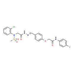 ChemSpider 2D Image | 2-{4-[(E)-({[(2-Chlorophenyl)(methylsulfonyl)amino]acetyl}hydrazono)methyl]phenoxy}-N-(4-fluorophenyl)acetamide (non-preferred name) | C24H22ClFN4O5S