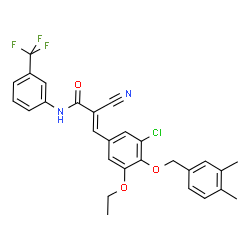 ChemSpider 2D Image | (2E)-3-{3-Chloro-4-[(3,4-dimethylbenzyl)oxy]-5-ethoxyphenyl}-2-cyano-N-[3-(trifluoromethyl)phenyl]acrylamide | C28H24ClF3N2O3