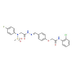 ChemSpider 2D Image | N-(2-Chlorophenyl)-2-{4-[(E)-({[(4-fluorophenyl)(methylsulfonyl)amino]acetyl}hydrazono)methyl]phenoxy}acetamide (non-preferred name) | C24H22ClFN4O5S