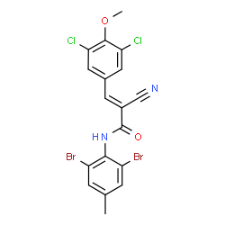 ChemSpider 2D Image | (2E)-2-Cyano-N-(2,6-dibromo-4-methylphenyl)-3-(3,5-dichloro-4-methoxyphenyl)acrylamide | C18H12Br2Cl2N2O2