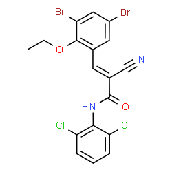 ChemSpider 2D Image | (2E)-2-Cyano-3-(3,5-dibromo-2-ethoxyphenyl)-N-(2,6-dichlorophenyl)acrylamide | C18H12Br2Cl2N2O2