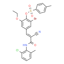 ChemSpider 2D Image | 2-Bromo-4-{(1E)-3-[(2-chloro-6-methylphenyl)amino]-2-cyano-3-oxo-1-propen-1-yl}-6-ethoxyphenyl 4-methylbenzenesulfonate | C26H22BrClN2O5S