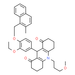 ChemSpider 2D Image | 9-{3-Ethoxy-4-[(2-methyl-1-naphthyl)methoxy]phenyl}-10-(3-methoxypropyl)-3,4,6,7,9,10-hexahydro-1,8(2H,5H)-acridinedione | C37H41NO5