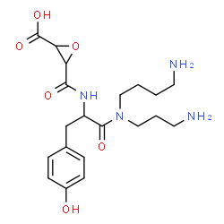 ChemSpider 2D Image | 3-({1-[(4-Aminobutyl)(3-aminopropyl)amino]-3-(4-hydroxyphenyl)-1-oxo-2-propanyl}carbamoyl)-2-oxiranecarboxylic acid | C20H30N4O6