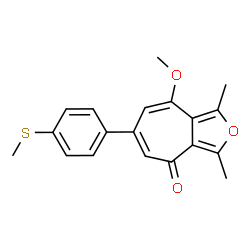 ChemSpider 2D Image | 8-Methoxy-1,3-dimethyl-6-[4-(methylsulfanyl)phenyl]-4H-cyclohepta[c]furan-4-one | C19H18O3S