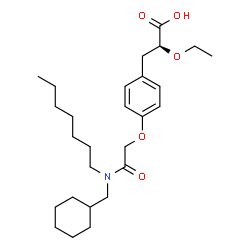 ChemSpider 2D Image | (2S)-3-(4-{2-[(Cyclohexylmethyl)(heptyl)amino]-2-oxoethoxy}phenyl)-2-ethoxypropanoic acid | C27H43NO5