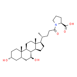 ChemSpider 2D Image | 1-[(3alpha,5beta,7beta)-3,7-Dihydroxy-24-oxocholan-24-yl]-L-proline | C29H47NO5
