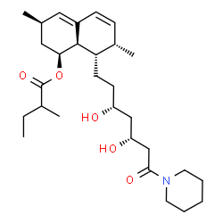 ChemSpider 2D Image | (1S,3R,7S,8S,8aR)-8-[(3R,5R)-3,5-Dihydroxy-7-oxo-7-(1-piperidinyl)heptyl]-3,7-dimethyl-1,2,3,7,8,8a-hexahydro-1-naphthalenyl 2-methylbutanoate | C29H47NO5