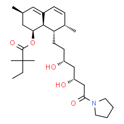 ChemSpider 2D Image | (1S,3R,7S,8S,8aR)-8-[(3R,5R)-3,5-Dihydroxy-7-oxo-7-(1-pyrrolidinyl)heptyl]-3,7-dimethyl-1,2,3,7,8,8a-hexahydro-1-naphthalenyl 2,2-dimethylbutanoate | C29H47NO5