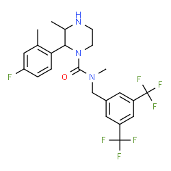 ChemSpider 2D Image | N-[3,5-Bis(trifluoromethyl)benzyl]-2-(4-fluoro-2-methylphenyl)-N,3-dimethyl-1-piperazinecarboxamide | C23H24F7N3O