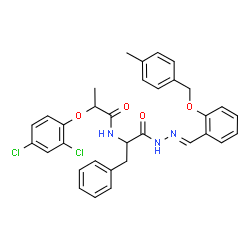 ChemSpider 2D Image | 2-(2,4-Dichlorophenoxy)-N-{1-[(2E)-2-{2-[(4-methylbenzyl)oxy]benzylidene}hydrazino]-1-oxo-3-phenyl-2-propanyl}propanamide (non-preferred name) | C33H31Cl2N3O4