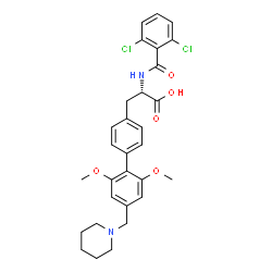 ChemSpider 2D Image | (2S)-2-[(2,6-Dichlorobenzoyl)amino]-3-[2',6'-dimethoxy-4'-(1-piperidinylmethyl)-4-biphenylyl]propanoic acid | C30H32Cl2N2O5