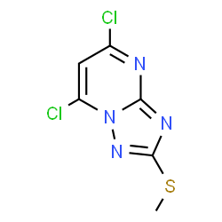 ChemSpider 2D Image | 5,7-dichloro-2-methylsulfanyl-[1,2,4]triazolo[1,5-a]pyrimidine | C6H4Cl2N4S