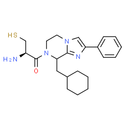 ChemSpider 2D Image | (2R)-2-Amino-1-[8-(cyclohexylmethyl)-2-phenyl-5,6-dihydroimidazo[1,2-a]pyrazin-7(8H)-yl]-3-sulfanyl-1-propanone | C22H30N4OS