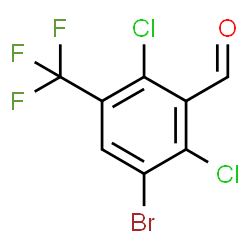 ChemSpider 2D Image | 3-Bromo-2,6-dichloro-5-(trifluoromethyl)benzaldehyde | C8H2BrCl2F3O