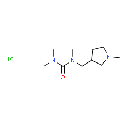 ChemSpider 2D Image | 1,1,3-Trimethyl-3-[(1-methyl-3-pyrrolidinyl)methyl]urea hydrochloride (1:1) | C10H22ClN3O