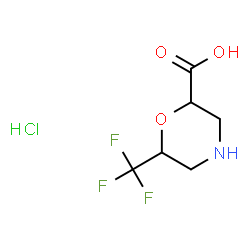 ChemSpider 2D Image | 6-(Trifluoromethyl)-2-morpholinecarboxylic acid hydrochloride (1:1) | C6H9ClF3NO3