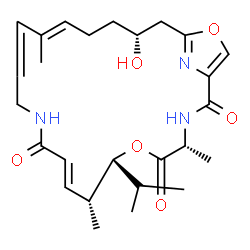 ChemSpider 2D Image | (4R,7R,8R,9E,16E,20R)-20-Hydroxy-7-isopropyl-4,8,16-trimethyl-6,23-dioxa-3,12,25-triazabicyclo[20.2.1]pentacosa-1(24),9,14,16,22(25)-pentaene-2,5,11-trione | C26H37N3O6