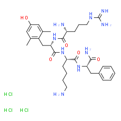 ChemSpider 2D Image | D-Arginyl-2,6-dimethyl-L-tyrosyl-L-lysyl-L-phenylalaninamide trihydrochloride | C32H52Cl3N9O5