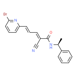 ChemSpider 2D Image | (2E,4E)-5-(6-Bromo-2-pyridinyl)-2-cyano-N-[(1S)-1-phenylethyl]-2,4-pentadienamide | C19H16BrN3O