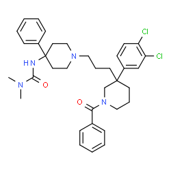 ChemSpider 2D Image | 3-(1-{3-[1-Benzoyl-3-(3,4-dichlorophenyl)-3-piperidinyl]propyl}-4-phenyl-4-piperidinyl)-1,1-dimethylurea | C35H42Cl2N4O2