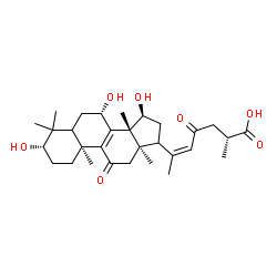 ChemSpider 2D Image | (3beta,5xi,7beta,15alpha,17xi,20Z,25R)-3,7,15-Trihydroxy-11,23-dioxolanosta-8,20(22)-dien-26-oic acid | C30H44O7