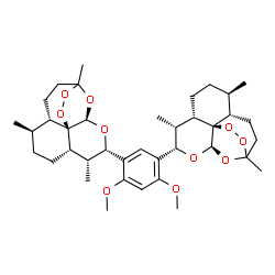ChemSpider 2D Image | (4S,5R,8S,9R,10S,12R,13R,4'S,5'R,8'S,9'R,10'S,12'R,13'R)-10,10'-(4,6-Dimethoxy-1,3-phenylene)bis(1,5,9-trimethyl-11,14,15,16-tetraoxatetracyclo[10.3.1.0~4,13~.0~8,13~]hexadecane) | C38H54O10