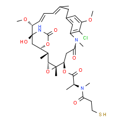 ChemSpider 2D Image | (1S,2R,3R,5S,6S,20R,21S)-11-Chloro-21-hydroxy-12,20-dimethoxy-2,5,9,16-tetramethyl-8,23-dioxo-4,24-dioxa-9,22-diazatetracyclo[19.3.1.1~10,14~.0~3,5~]hexacosa-10(26),11,13,16,18-pentaen-6-yl (2S)-2-[me
thyl(3-sulfanylpropanoyl)amino]propanoate | C35H48ClN3O10S