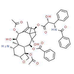 ChemSpider 2D Image | (2alpha,5beta,7beta,9alpha,10beta,13alpha)-4,10-Diacetoxy-7-amino-13-{[(2R,3S)-3-(benzoylamino)-2-hydroxy-3-phenylpropanoyl]oxy}-1,9-dihydroxy-5,20-epoxytax-11-en-2-yl benzoate | C47H54N2O13