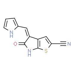 ChemSpider 2D Image | (4Z)-5-Oxo-4-(1H-pyrrol-2-ylmethylene)-5,6-dihydro-4H-thieno[2,3-b]pyrrole-2-carbonitrile | C12H7N3OS