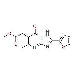 ChemSpider 2D Image | Methyl [2-(2-furyl)-5-methyl-7-oxo-1,7-dihydro[1,2,4]triazolo[1,5-a]pyrimidin-6-yl]acetate | C13H12N4O4