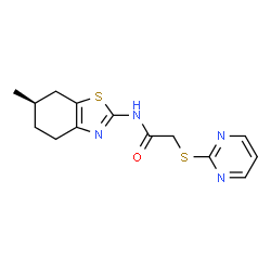 ChemSpider 2D Image | N-[(6R)-6-Methyl-4,5,6,7-tetrahydro-1,3-benzothiazol-2-yl]-2-(2-pyrimidinylsulfanyl)acetamide | C14H16N4OS2