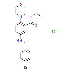ChemSpider 2D Image | Ethyl 5-[(4-bromobenzyl)amino]-2-(4-morpholinyl)benzoate hydrochloride (1:1) | C20H24BrClN2O3