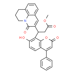 ChemSpider 2D Image | Methyl 3-(7-hydroxy-2-oxo-4-phenyl-2H-chromen-8-yl)-3-(5-oxo-2,3-dihydro-1H,5H-pyrido[3,2,1-ij]quinolin-6-yl)propanoate | C31H25NO6