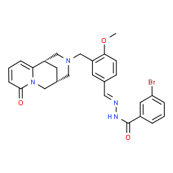 ChemSpider 2D Image | 3-Bromo-N'-[(E)-(4-methoxy-3-{[(1S,9R)-6-oxo-7,11-diazatricyclo[7.3.1.0~2,7~]trideca-2,4-dien-11-yl]methyl}phenyl)methylene]benzohydrazide | C27H27BrN4O3