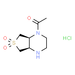 ChemSpider 2D Image | 1-[(4aR,7aS)-6,6-Dioxidohexahydrothieno[3,4-b]pyrazin-1(2H)-yl]ethanone hydrochloride (1:1) | C8H15ClN2O3S