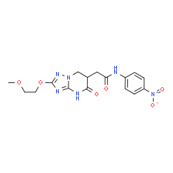 ChemSpider 2D Image | 2-[2-(2-Methoxyethoxy)-5-oxo-4,5,6,7-tetrahydro[1,2,4]triazolo[1,5-a]pyrimidin-6-yl]-N-(4-nitrophenyl)acetamide | C16H18N6O6