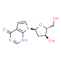 ChemSpider 2D Image | 7-(2-Deoxy-alpha-D-erythro-pentofuranosyl)-1,7-dihydro-4H-pyrrolo[2,3-d]pyrimidin-4-one | C11H13N3O4