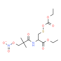 ChemSpider 2D Image | Ethyl N-[2,2-dimethyl-3-(nitrooxy)propanoyl]-S-[(ethoxycarbonyl)oxy]cysteinate | C13H22N2O9S